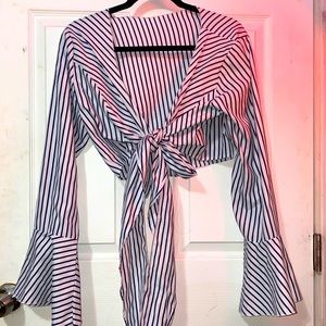 Navy blue and white tank top